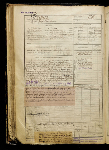 Pecquet, Henri Joseph Alphonse, né le 17 juillet 1900 à Long (Somme), classe 1920, matricule n° 138, Bureau de recrutement d'Abbeville