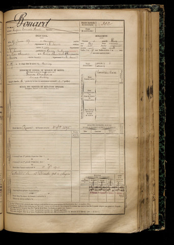 Bonard, Eugène Edouard Henri, né le 25 janvier 1871 à Nouvion (Somme), classe 1891, matricule n° 302, Bureau de recrutement d'Abbeville