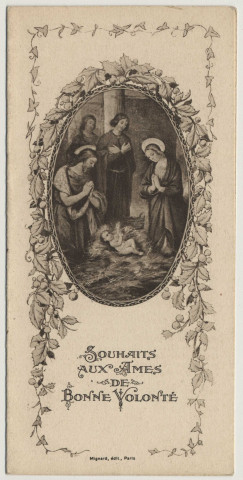 Souhaits aux Âmes de Bonne Volonté. La Crèche. Une branche de houx