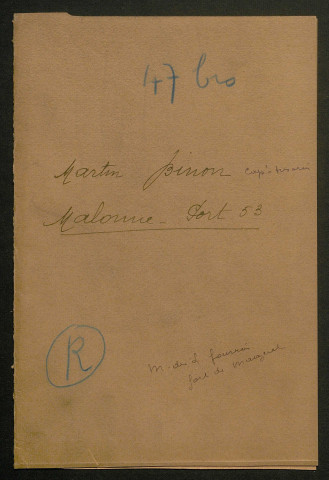 Témoignage de Binon, Martin (Maréchal des logis fourrier) et correspondance avec Jacques Péricard