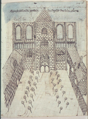 Abbeville. Représentation du portail de l'église de Saint-Pierre