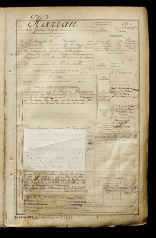 Harrau, Léon Gustave Eugène, né le 27 novembre 1880 à Bernâtre (Somme), classe 1900, matricule n° 25, Bureau de recrutement d'Abbeville