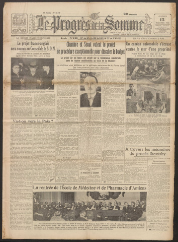 Le Progrès de la Somme, numéro 20547, 13 décembre 1935