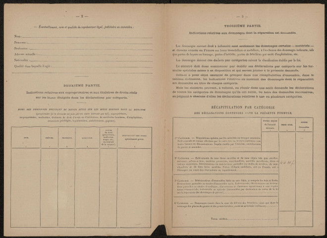 Ham. Demande d'indemnisation des dommages de guerre : dossier Blanchon-Bonnaure