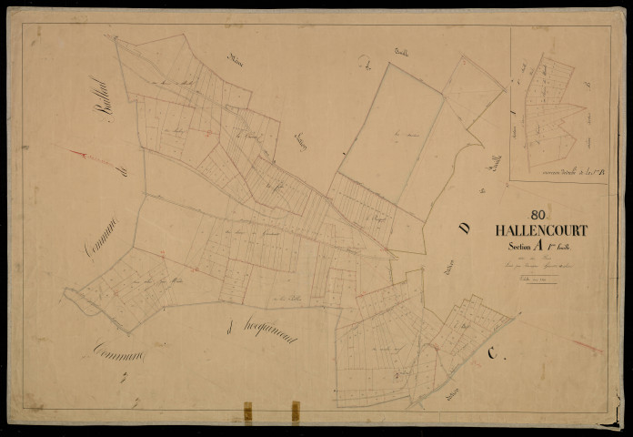 Plan du cadastre napoléonien - Hallencourt : Bois (Les), A1 et morceau détaché de B
