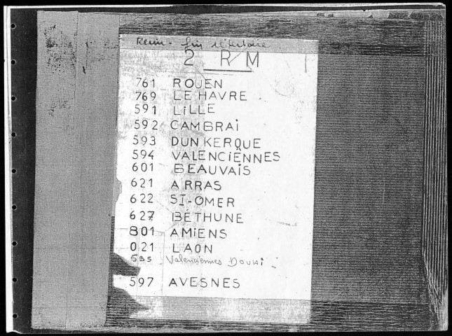 Table alphabétique du contingent 1932 - lettres L à O : bureaux de recrutement de la Deuxième Région Militaire (Départements du Nord, du Pas de Calais, de l'Aisne, de l'Oise, de la Somme, de l'Eure et de la Seine-Maritime)