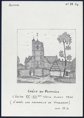 Crécy-en-Ponthieu : l'église avant 1900 - (Reproduction interdite sans autorisation - © Claude Piette)
