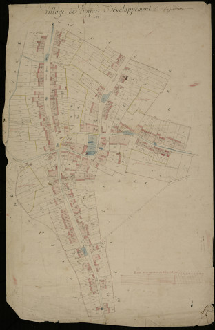 Plan du cadastre napoléonien - Proyart : Village de Proyart (Le), développement