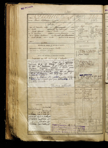Ozenne, Henri Alphonse, né le 13 décembre 1899 à Yzengremer (Somme), classe 1919, matricule n° 784, Bureau de recrutement d'Abbeville