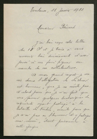 Témoignage de Aubaret (Capitaine) et correspondance avec Jacques Péricard