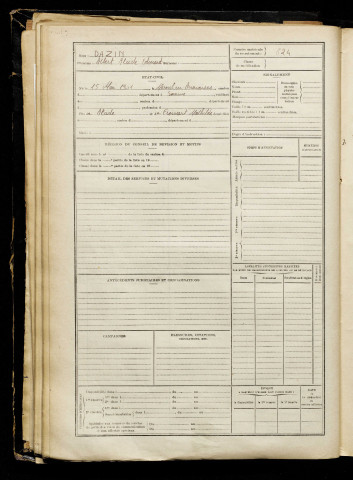 Dazin, Albert Alcide Edouard, né le 15 mai 1901 à Mesnil-en-Arrouaise (Somme), classe 1921, matricule n° 624, Bureau de recrutement de Péronne