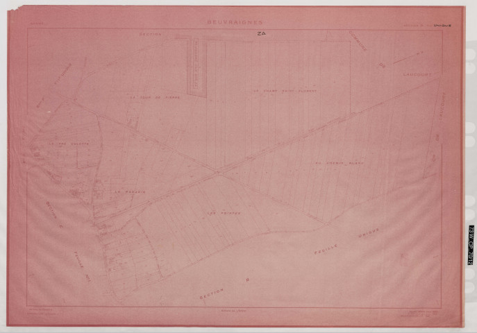 Plan du cadastre rénové - Beuvraignes : section A