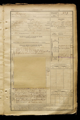 Paque, Louis Ernest, né le 24 août 1877 à Rubempré (Somme), classe 1897, matricule n° 933, Bureau de recrutement d'Amiens