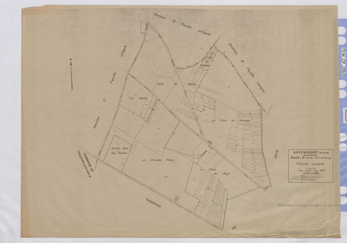 Plan du cadastre rénové - Goyencourt : section B