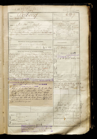 Delbecq, André Gustave Edmond, né le 11 juillet 1901 à Gravelines (Nord), classe 1921, matricule n° 627, Bureau de recrutement d'Amiens