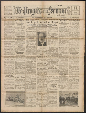 Le Progrès de la Somme, numéro 19572, 30 mars 1933