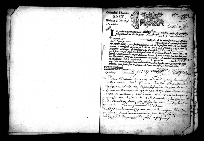 Amiens (Saint-Martin) : baptêmes, mariages, sépultures (1692-1740)