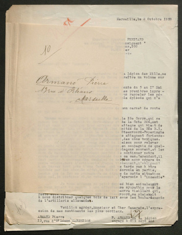 Témoignage de Armand, Pierre et correspondance avec Jacques Péricard