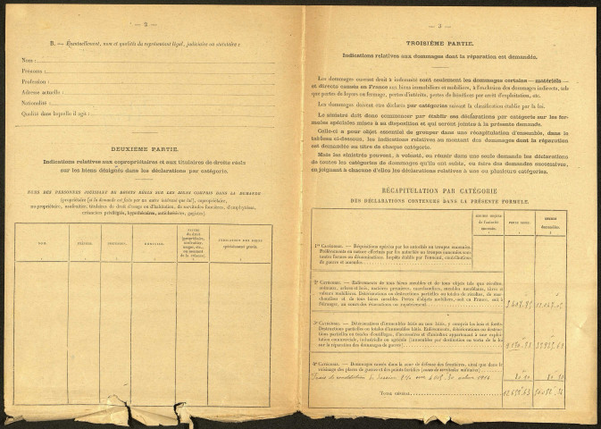 Cléry-sur-Somme. Demande d'indemnisation des dommages de guerre : dossier Théry-Delamour