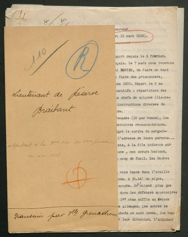 Témoignage de Braibant (Adjudant devenu Lieutenant de réserve) et correspondance avec Jacques Péricard