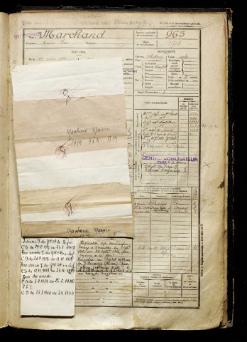 Marchand, Maurice Henri, né le 19 mars 1899 à Amiens (Somme), classe 1919, matricule n° 963, Bureau de recrutement d'Amiens