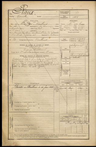 Raux, Camille, né le 19 mars 1865 à Doullens (Somme), classe 1885, matricule n° 10, Bureau de recrutement d'Abbeville