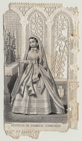 Image pieuse dentelle. Souvenir de Première Communion. Souvenir de Première Communion