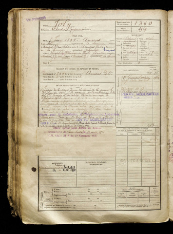 Joly, André Raymond, né le 05 juin 1899 à Amiens (Somme), classe 1919, matricule n° 1360, Bureau de recrutement d'Amiens