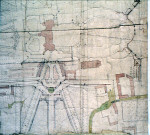 Plan des jardins du château d'Heilly et du canal