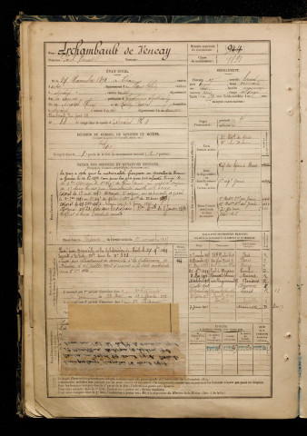 Archambault De Vencay, Paul Ernest, né le 27 novembre 1871 à Thann (Haut-Rhin), classe 1891, matricule n° 944, Bureau de recrutement d'Amiens