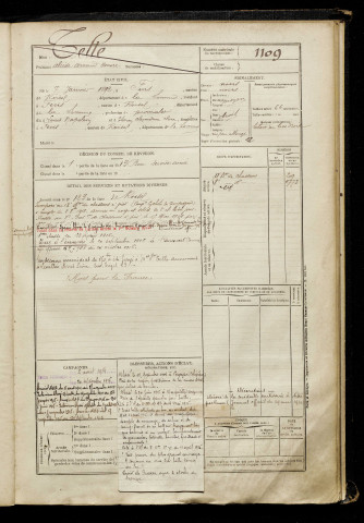 Telle, Alcide Armand Honoré, né le 07 janvier 1892 à Fins (Somme), classe 1912, matricule n° 1109, Bureau de recrutement de Péronne