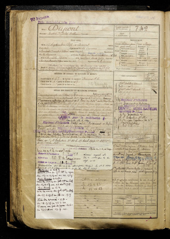 Dupont, André Jules Anthime, né le 11 septembre 1898 à Amiens (Somme), classe 1918, matricule n° 742, Bureau de recrutement d'Amiens