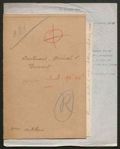 Témoignage de Dewaet, L. (Lieutenant général) et correspondance avec Jacques Péricard