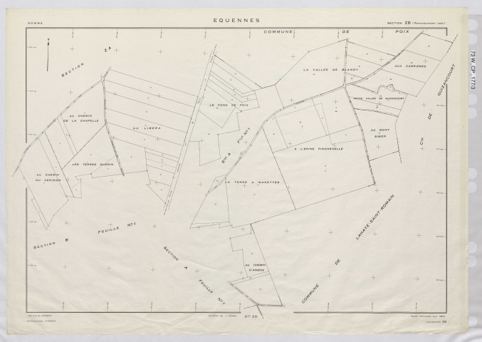 Plan du cadastre rénové - Equennes-Eramecourt : section ZB