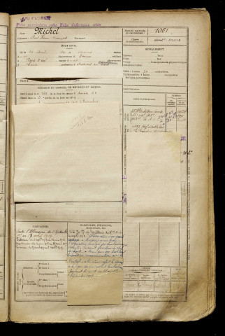 Michel, Paul Henri François, né le 25 avril 1894 à Amiens (Somme), classe 1914, matricule n° 1061, Bureau de recrutement d'Amiens