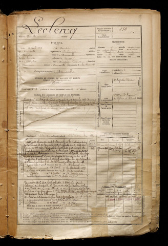 Leclercq, Camille Fortuné, né le 26 avril 1872 à Bernâtre (Somme), classe 1892, matricule n° 132, Bureau de recrutement d'Abbeville