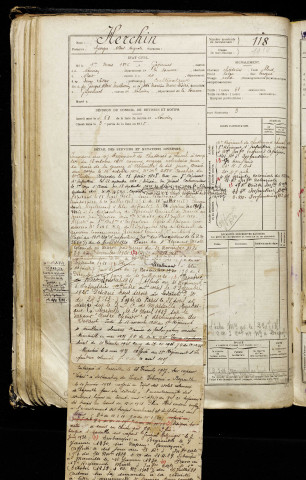 Herchin, Georges Albert Auguste, né le 01 mars 1896 à Gapennes (Somme), classe 1916, matricule n° 118, Bureau de recrutement d'Abbeville