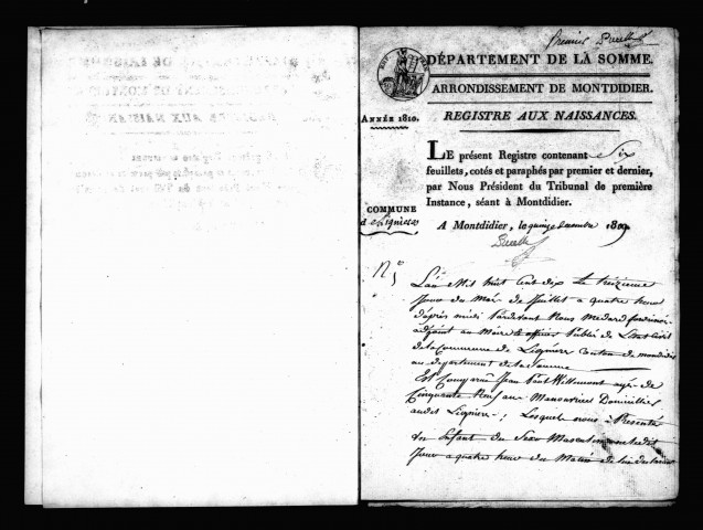 Lignières-lès-Roye : naissances, mariages, décès