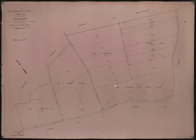 Plan du cadastre rénové - Bussus-Bussuel : section ZA