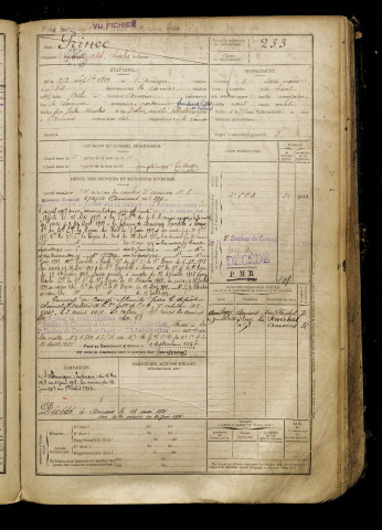 Prince, Abel Charles, né le 23 septembre 1889 à Amiens (Somme), classe 1909, matricule n° 233, Bureau de recrutement d'Amiens
