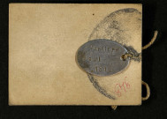 Plaque de matricule militaire comportant les mentions suivantes : au recto Paul Marlière 1910, au verso Béthune n° 2289