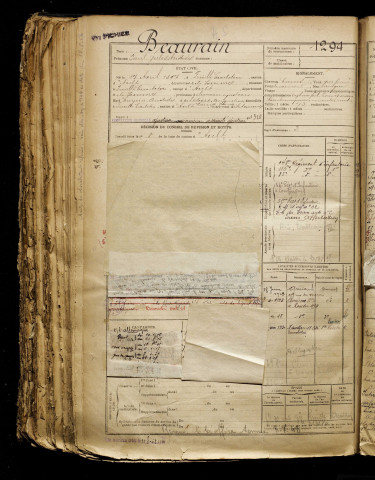 Beaurain, Paul Jules Aristide, né le 17 avril 1897 à Friville-Escarbotin (Somme), classe 1917, matricule n° 1294, Bureau de recrutement d'Abbeville