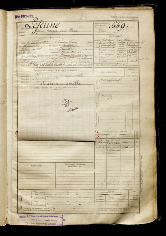 Lejeune, Marius François Honoré, né le 09 janvier 1901 à Tours-en-Vimeu (Somme), classe 1921, matricule n° 669, Bureau de recrutement d'Abbeville