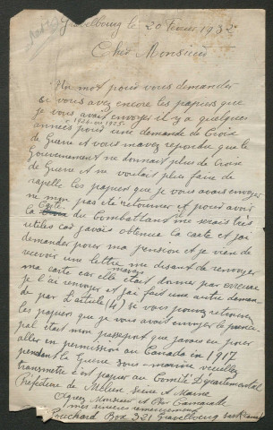 Témoignage de Pouchard, René et correspondance avec Jacques Péricard