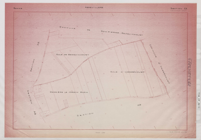 Plan du cadastre rénové - Assevillers : section ZA