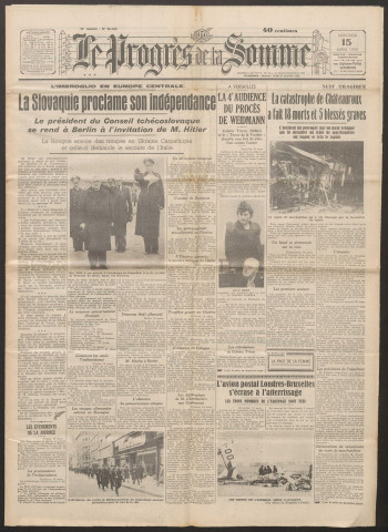 Le Progrès de la Somme, numéro 21725, 15 mars 1939