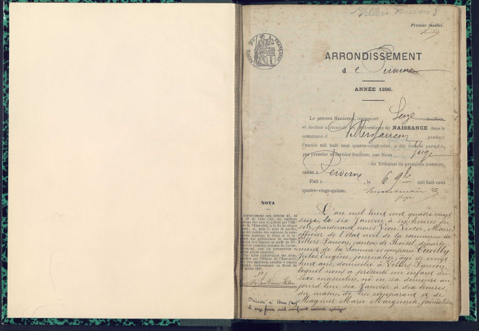 Villers-Faucon : naissances, mariages, décès (1896-1898)