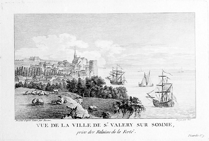 Vue de la ville de Saint Valéry sur Somme, prise des falaises de la Ferté