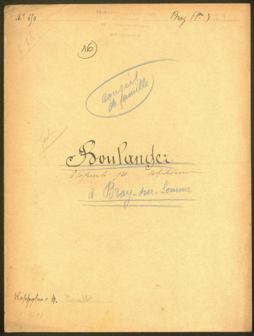 Bray-sur-Somme. Demande d'indemnisation des dommages de guerre : dossier Boulanger Léandre