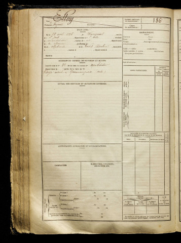 Elloy, Raymond, né le 28 avril 1896 à Wavignies (Oise), classe 1916, matricule n° 186, Bureau de recrutement de Péronne